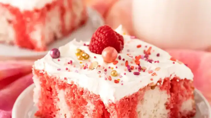 Raspberry Jello Poke Cake 11