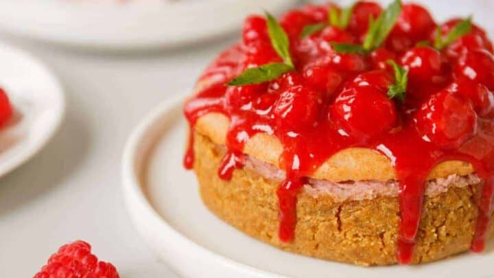 Raspberry sauce topped cheesecake.jpg