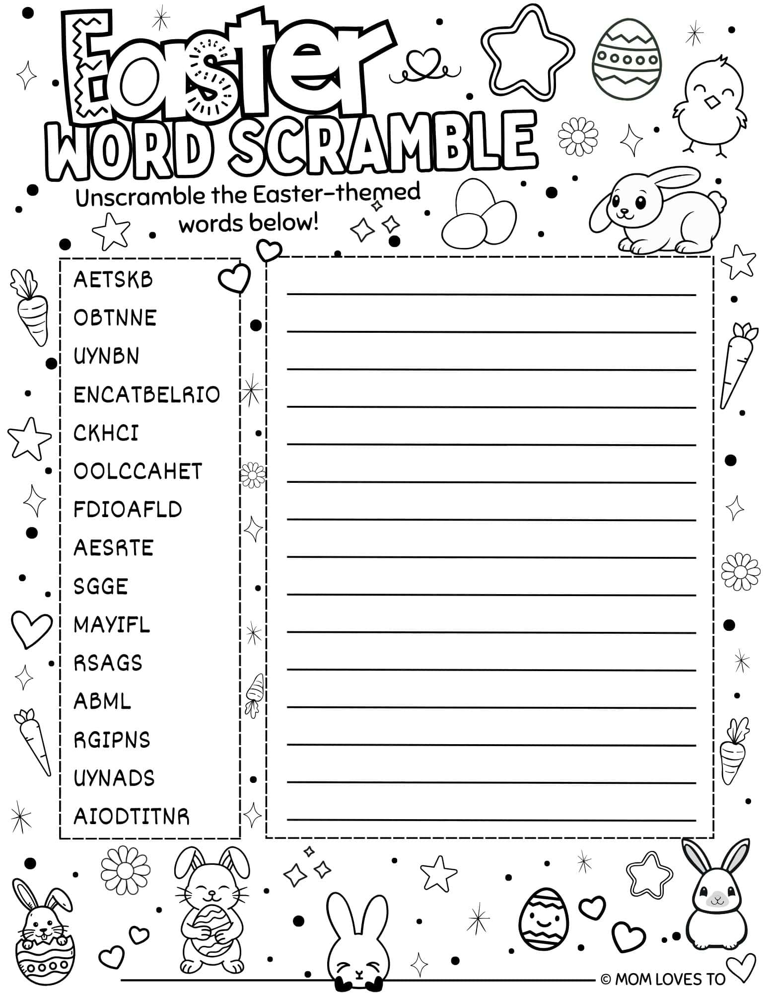 Easter Word Scramble (US Letter Size)
