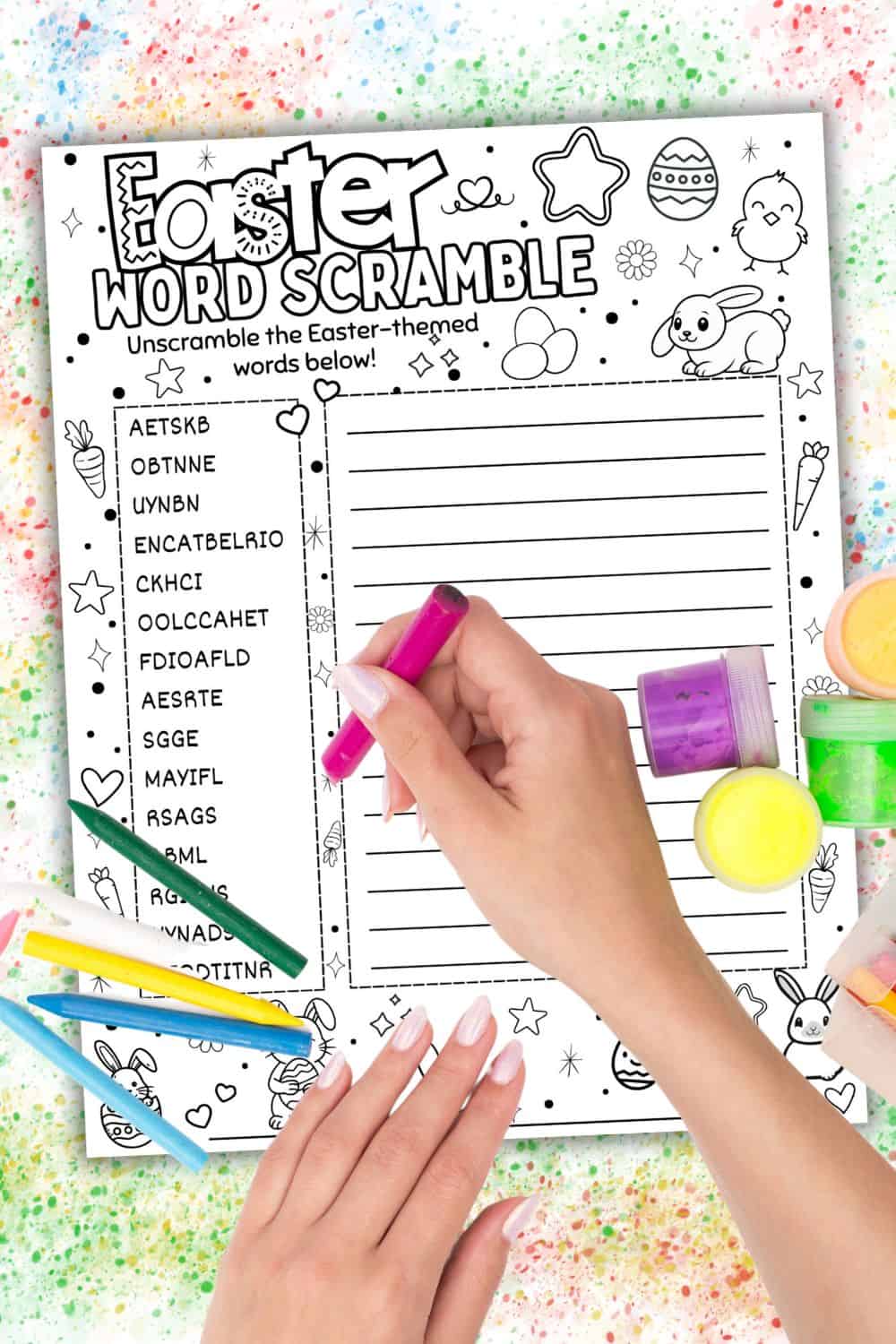 easter word scramble coloring